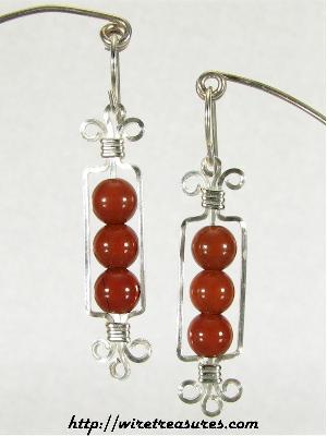 Stack-o-Three Earrings with Red Jasper Beads