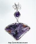 Charoite Pendant with Amethyst Bead