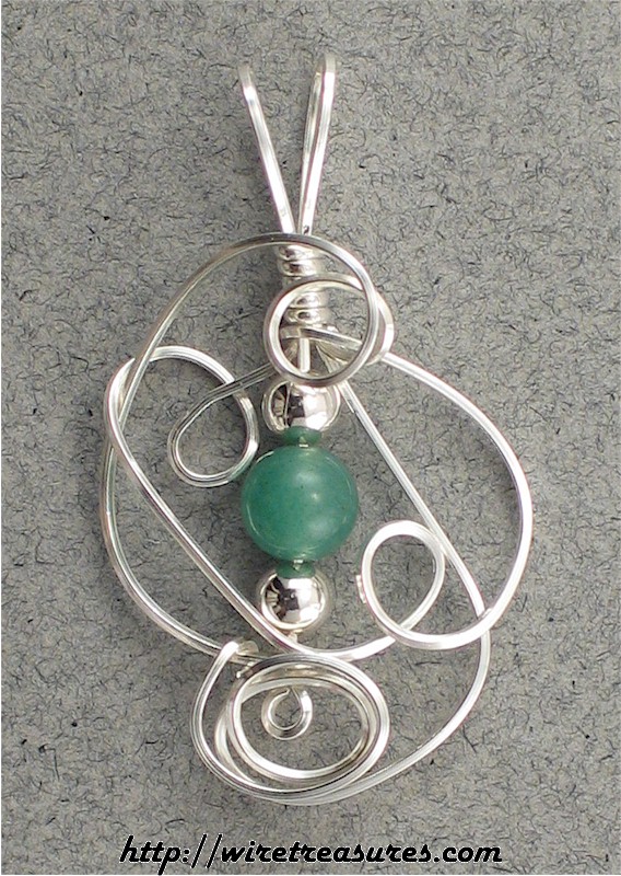 Sculpted Wire Pendant with Aventurine Bead