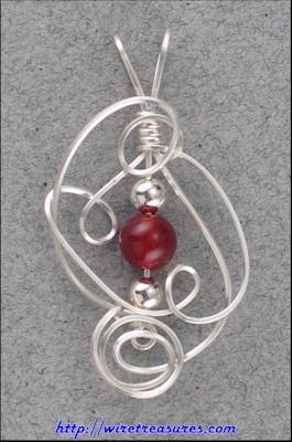 Sculpted Wire Pendant with Carnelian Bead