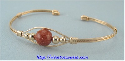 Single Goldstone Bead Cuff Bracelet