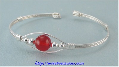 Single Carnelian Bead Cuff Bracelet