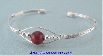 Single Red Jasper Bead Cuff Bracelet