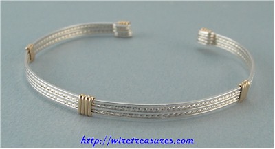 Five-Wire Cuff Bracelet with Gold Accents