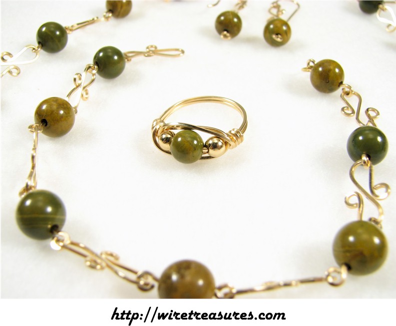 Ocean Jasper Necklace, Bracelet, Earrings and Ring Set 