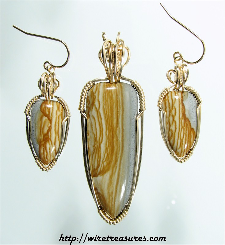 Arroyo Picture Jasper Pendant & Earrings Set