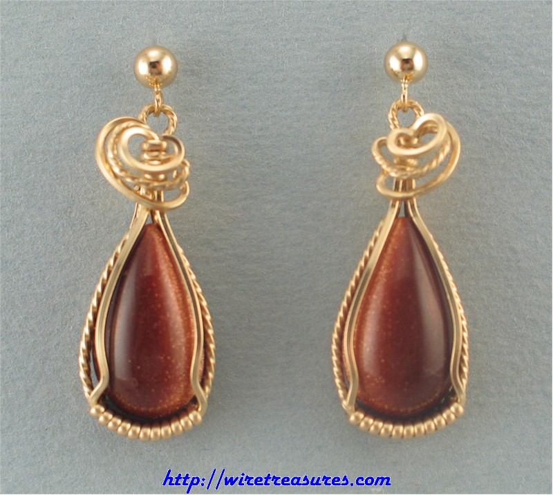 Goldstone Cabochon Earrings