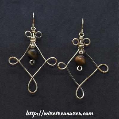 Twisted Square Earrings with Tigereye Jasper Beads