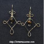 Twisted Square Earrings with Tigereye Jasper Beads