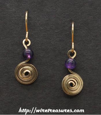 Curly Wire Earrings with Amethyst Bead 