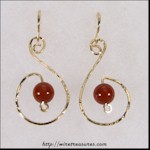 "Big-S" Earrings with Red Jasper Beads