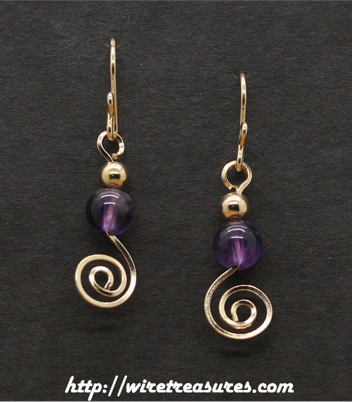 Amethyst & GF Bead Swirled Earrings