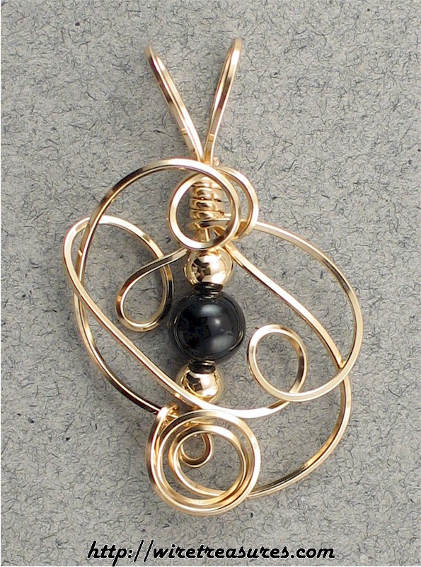 Sculpted Wire Pendant with Onyx Bead