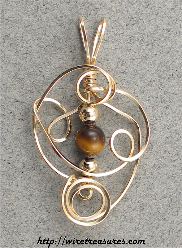 Sculpted Wire Pendant with Tigereye Bead