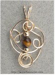 Sculpted Wire Pendant with Tigereye Bead