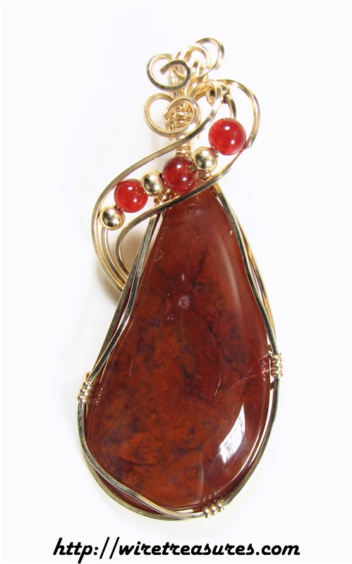 Moss Agate Pendant with Carnelian Beads