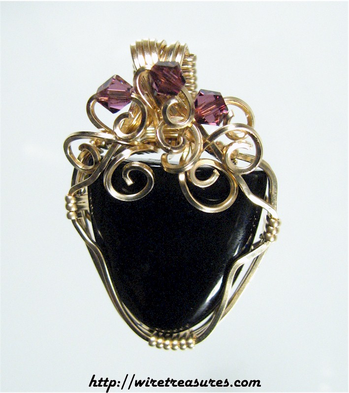 Black Onyx Pendant with Swarovski Amethyst Crystals