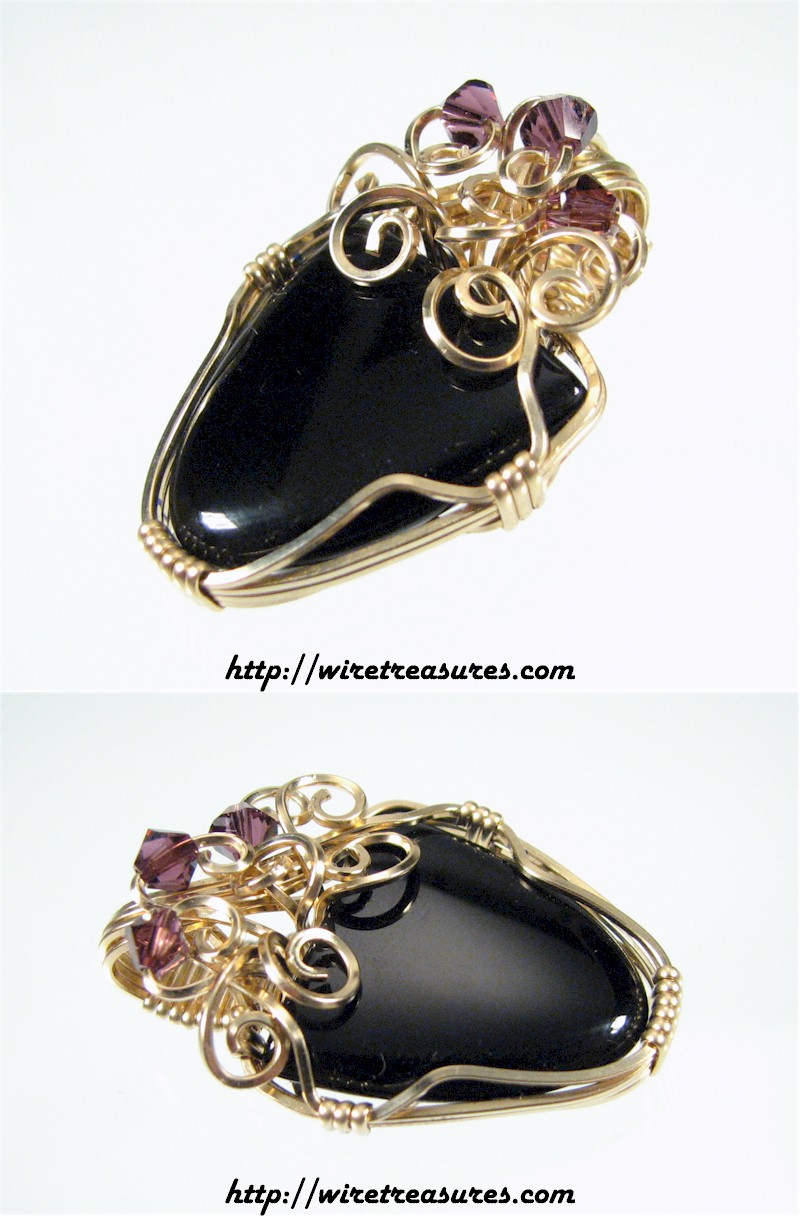 Black Onyx Pendant with Swarovski Amethyst Crystals