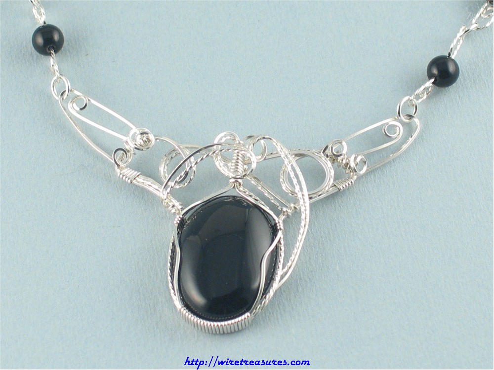 Onyx Necklace in Sterling Silver with Matching Earrings