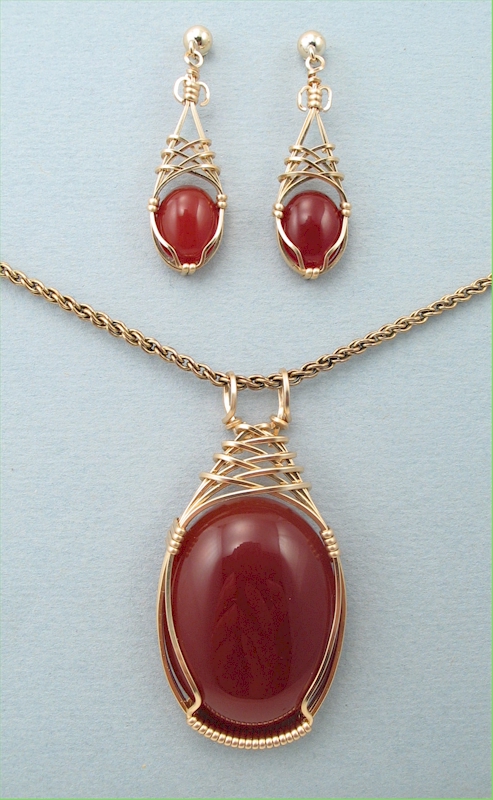 Carnelian Pendant & Earrings Set