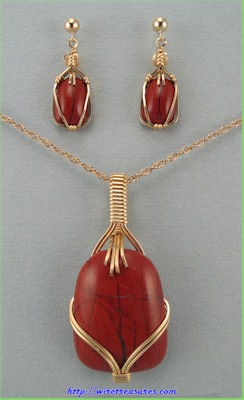 Red Jasper Pendant & Earrings Set
