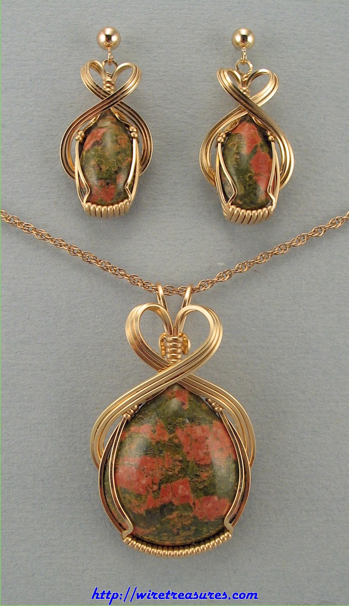 Unakite Pendant & Earrings Set