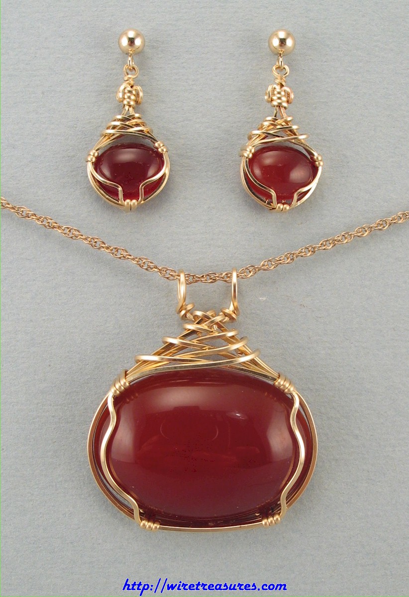 Carnelian Pendant & Earrings Set