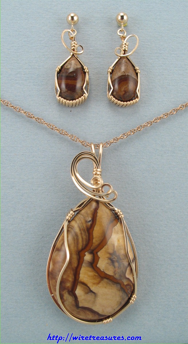 Biggs Canyon Picture Jasper Pendant & Earrings Set