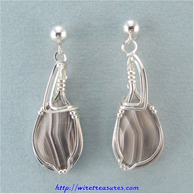 Banded Agate Cabochon Earrings