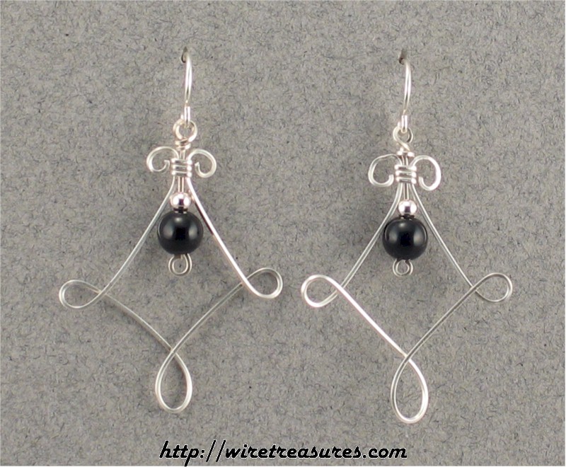 Twisted Square Earrings with Onyx Beads