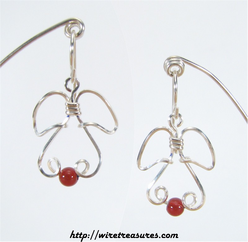 Angel Earrings with Carnelian Beads