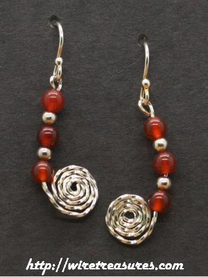 Beaded Snail Earrings with Carnelian Beads