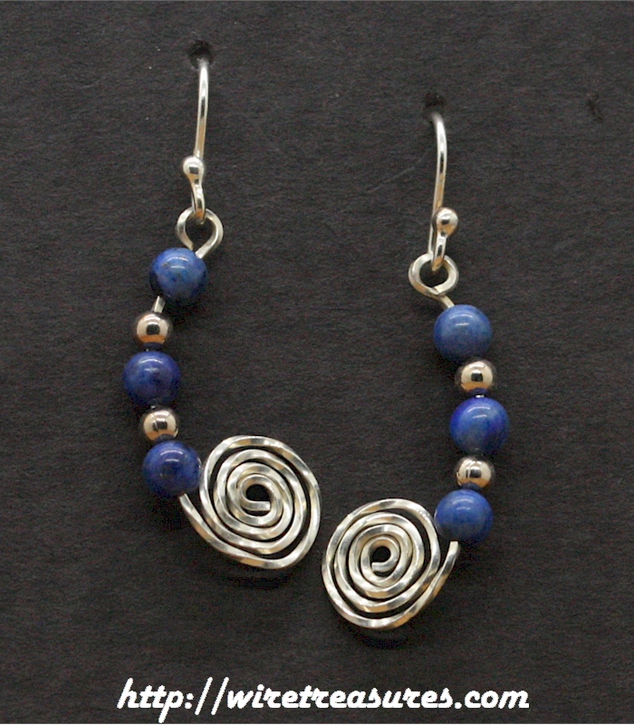 Beaded Snail Earrings with Lapis Beads
