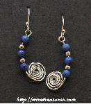 Beaded Snail Earrings with Lapis Beads