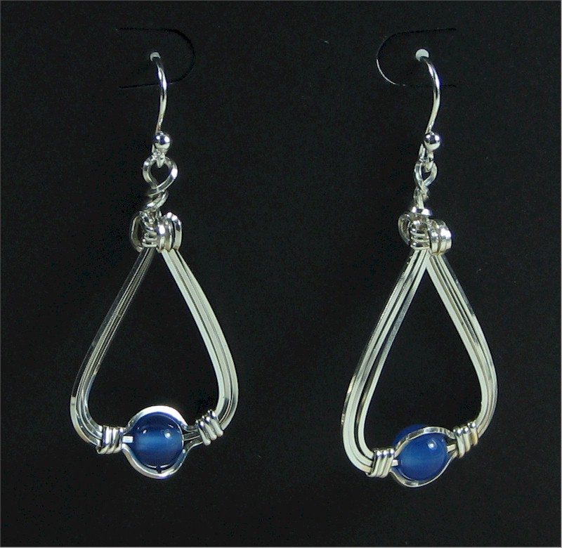Blue Quartz Bead Triangle Earrings