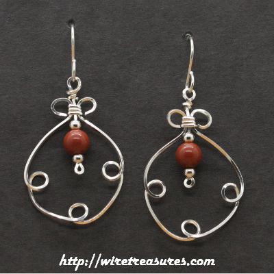 Fancy Box Beaded Earrings with Red Jasper Beads