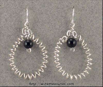 Curly Wire Earrings with Onyx Beads