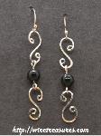 Double-S Earrings with Black Onyx Beads