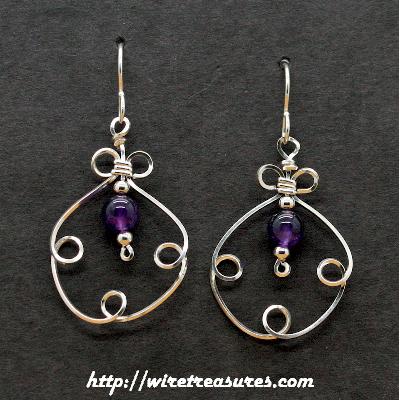 Fancy Box Beaded Earrings with Amethyst Beads