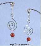 "G-Clef" Earrings with Red Jasper Beads