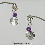 Curly Wire Earrings with Amethyst Bead