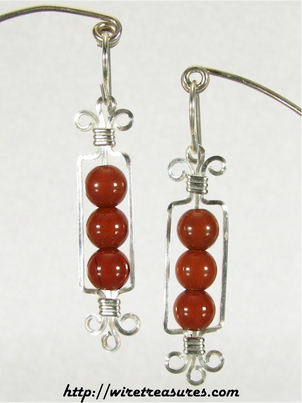Stack-o-Three Earrings with Red Jasper Beads