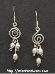 "G-Clef" Earrings with Triple Freshwater Pearl Beads