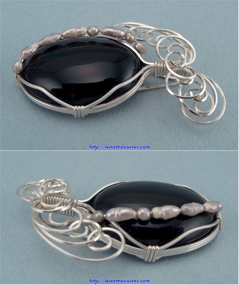 Onyx Pendant with Freshwater Pearls