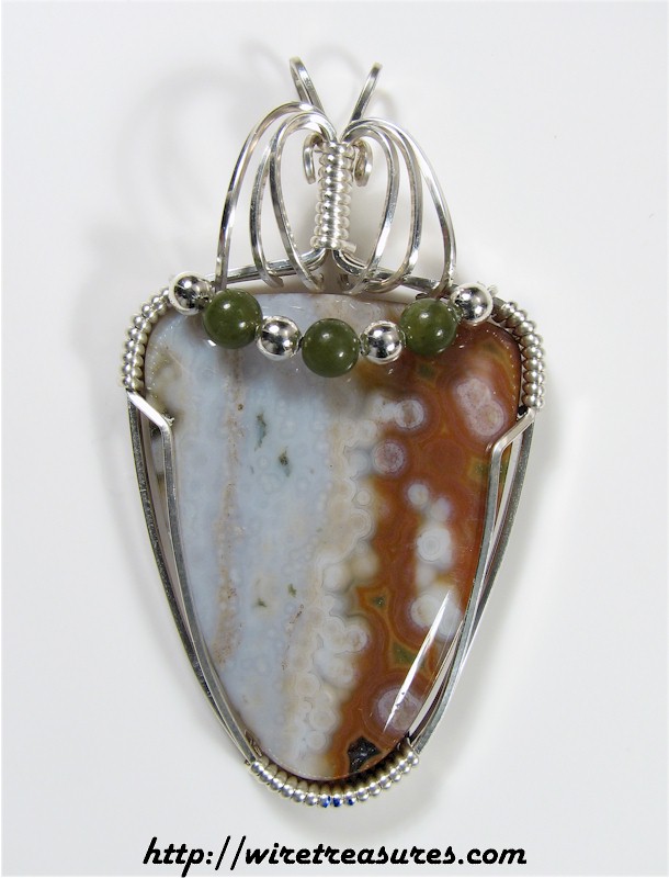 Ocean Jasper Pendant with Aventurine Beads