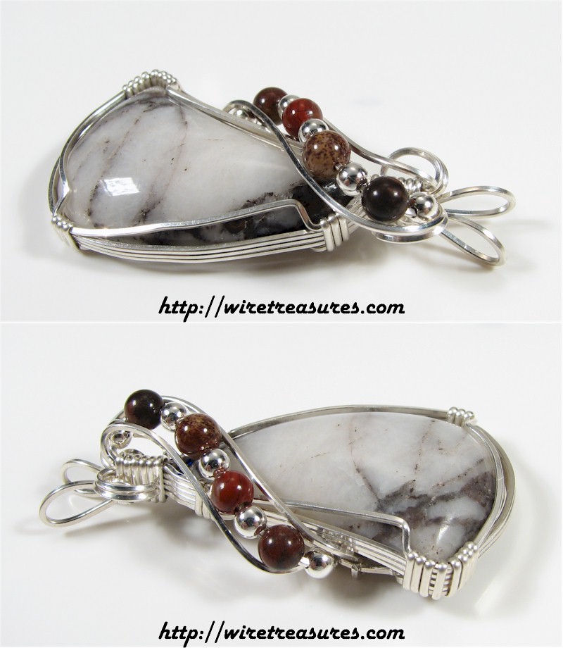 Quartz Pendant with Poppy Jasper Beads