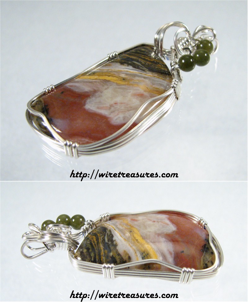 Rainbow Ridge Agate Pendant with Jade Beads