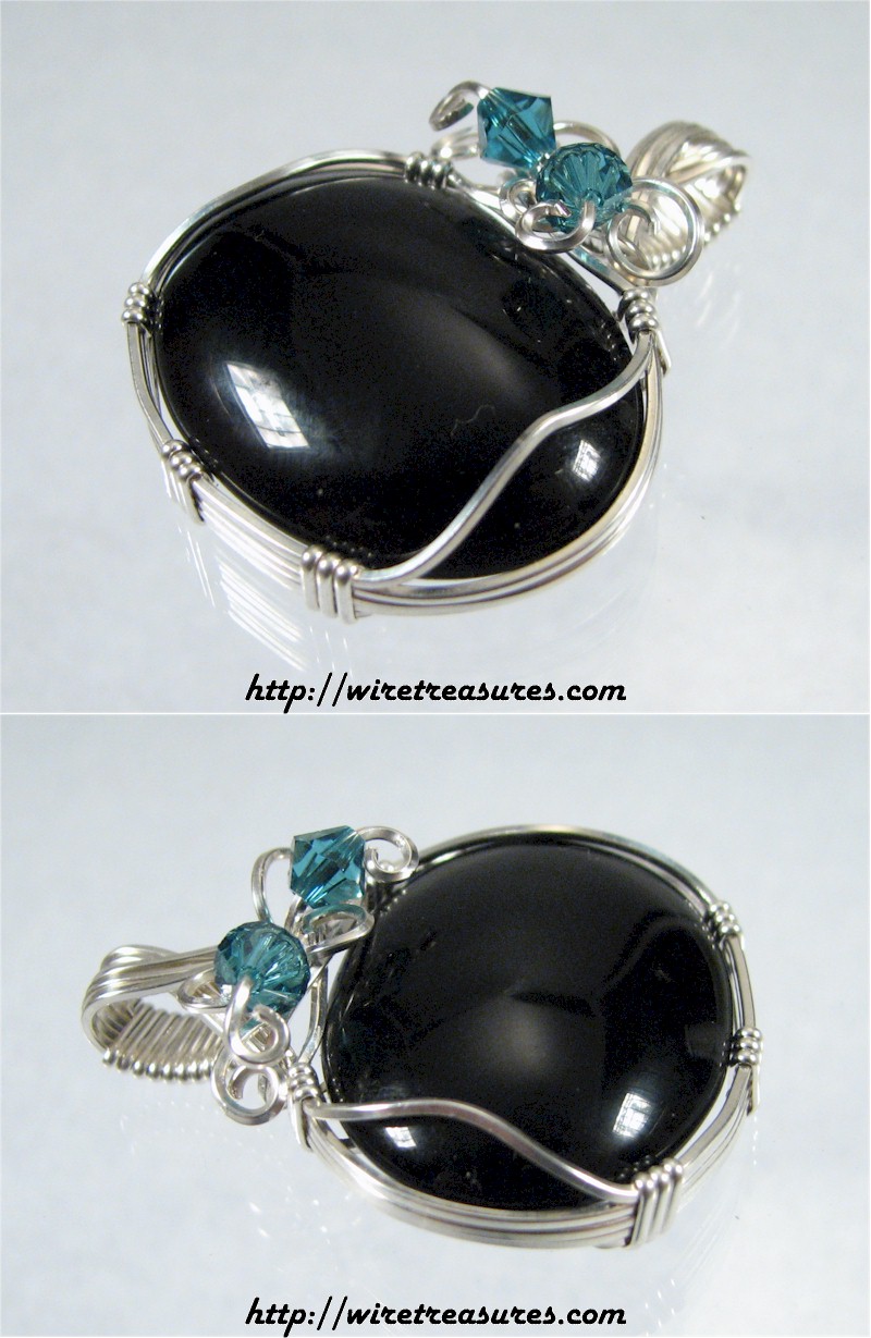 Onyx Pendant with Swarovski Crystals