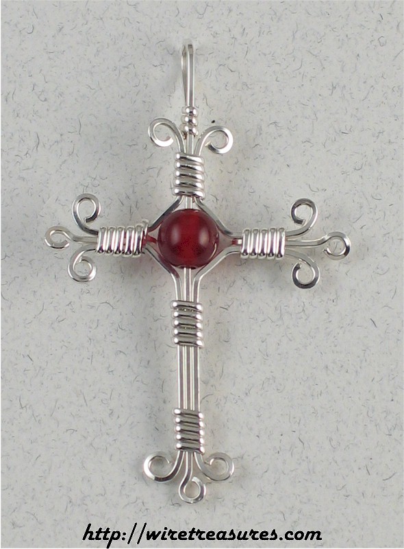 Carnelian Bead Cross Pendant