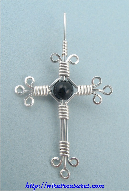 Onyx Bead Cross Pendant